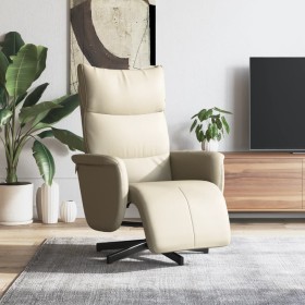 Sillón reclinable con reposapiés cuero sintético color crema en Sillones | Comprar online en Foru.es