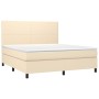 Cama box spring con colchón tela color crema 160x200 cm de vidaXL, Camas y somieres - Ref: Foro24-3141630, Precio: 584,02 €, ...