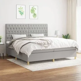 Cama box spring con colchón tela gris claro 200x200 cm de vidaXL, Camas y somieres - Ref: Foro24-3142601, Precio: 635,71 €, D...
