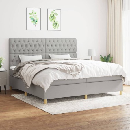 Cama box spring con colchón tela gris claro 200x200 cm de vidaXL, Camas y somieres - Ref: Foro24-3142601, Precio: 630,54 €, D...