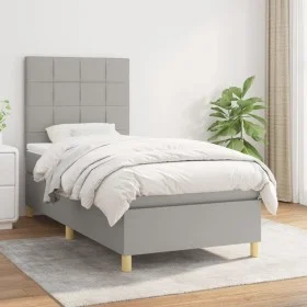 Cama box spring con colchón tela gris claro 80x200 cm de vidaXL, Camas y somieres - Ref: Foro24-3142289, Precio: 318,46 €, De...