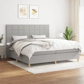 Cama box spring con colchón tela gris claro 200x200 cm de vidaXL, Camas y somieres - Ref: Foro24-3142361, Precio: 641,58 €, D...