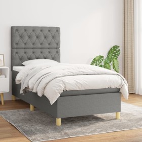 Cama box spring con colchón tela gris oscuro 80x200 cm de vidaXL, Camas y somieres - Ref: Foro24-3142530, Precio: 340,54 €, D...