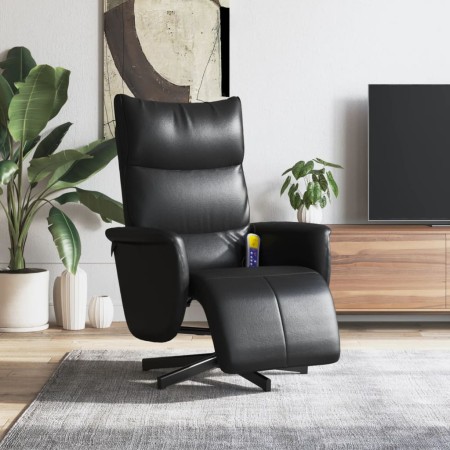 Sillón reclinable masaje con reposapiés cuero sintético negro en Sillones | Comprar online en Foru.es