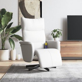 Sillón reclinable masaje con reposapiés cuero sintético blanco en Sillones | Comprar online en Foru.es