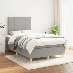 Box spring bed with light gray fabric mattress 120x200 cm by vidaXL, Beds and slatted bases - Ref: Foro24-3142321, Price: 416...