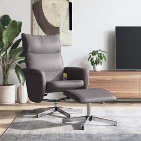 Sillón de masaje reclinable con reposapiés cuero sintético gris en Sillones | Comprar online en Foru.es