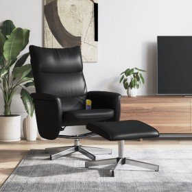 Sillón reclinable masaje con reposapiés cuero sintético negro en Sillones | Comprar online en Foru.es