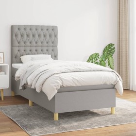 Cama box spring con colchón tela gris claro 90x200 cm de vidaXL, Camas y somieres - Ref: Foro24-3142545, Precio: 336,04 €, De...