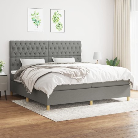 Cama box spring con colchón tela gris oscuro 200x200 cm de vidaXL, Camas y somieres - Ref: Foro24-3142602, Precio: 643,76 €, ...