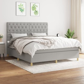 Cama box spring con colchón tela gris claro 160x200 cm de vidaXL, Camas y somieres - Ref: Foro24-3142585, Precio: 584,13 €, D...
