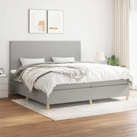 Cama box spring con colchón tela gris claro 200x200 cm de vidaXL, Camas y somieres - Ref: Foro24-3142201, Precio: 631,55 €, D...