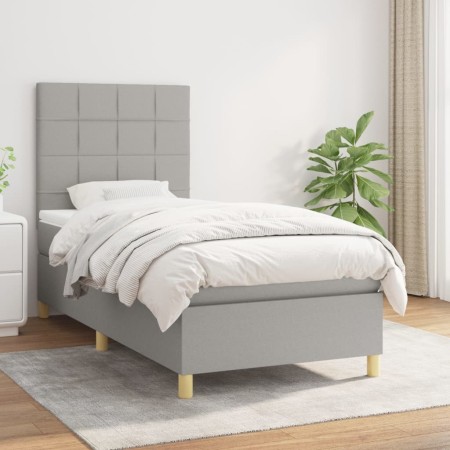 Cama box spring con colchón tela gris claro 100x200 cm de vidaXL, Camas y somieres - Ref: Foro24-3142313, Precio: 340,65 €, D...