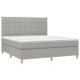 Cama box spring con colchón tela gris claro 160x200 cm de vidaXL, Camas y somieres - Ref: Foro24-3142345, Precio: 544,08 €, D...