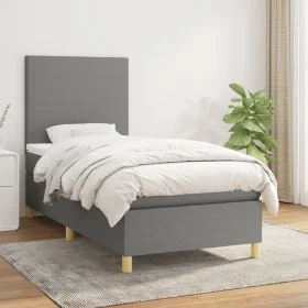 Cama box spring con colchón tela gris oscuro 100x200 cm de vidaXL, Camas y somieres - Ref: Foro24-3142154, Precio: 358,41 €, ...