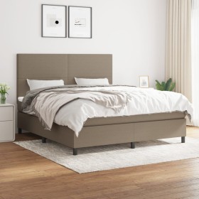 Cama box spring con colchón tela gris taupe 160x200 cm de vidaXL, Camas y somieres - Ref: Foro24-3141629, Precio: 604,85 €, D...