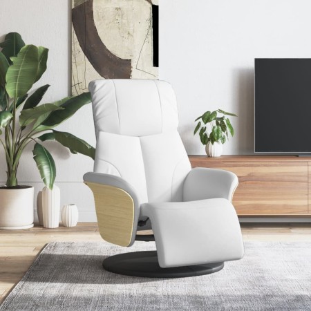 Sillón reclinable con reposapiés cuero sintético blanco en Sillones | Comprar online en Foru.es
