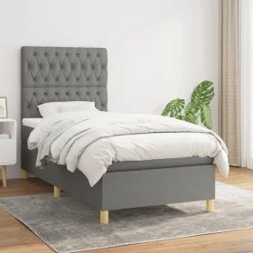 Box spring bed with dark gray fabric mattress 90x200 cm by vidaXL, Beds and slatted bases - Ref: Foro24-3142546, Price: 365,6...