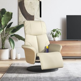 Sillón reclinable masaje con reposapiés cuero sintético crema en Sillones | Comprar online en Foru.es