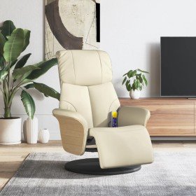 Sillón reclinable masaje con reposapiés cuero sintético crema en Sillones | Comprar online en Foru.es
