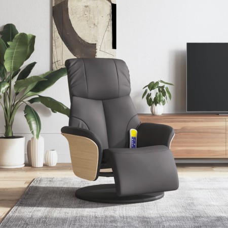 Sillón reclinable de masaje con reposapiés cuero sintético gris en Sillones | Comprar online en Foru.es