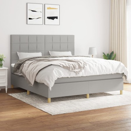 Cama box spring con colchón tela gris claro 180x200 cm de vidaXL, Camas y somieres - Ref: Foro24-3142353, Precio: 626,20 €, D...