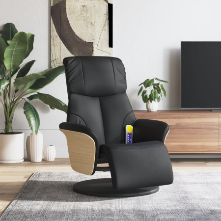 Sillón reclinable masaje con reposapiés cuero sintético negro en Sillones | Comprar online en Foru.es