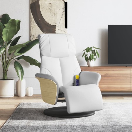 Sillón reclinable masaje con reposapiés cuero sintético blanco en Sillones | Comprar online en Foru.es