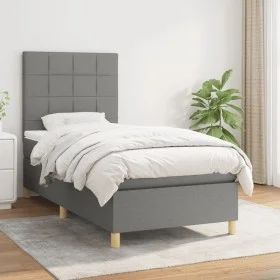 Box spring bed with dark gray fabric mattress 90x200 cm by vidaXL, Beds and slatted bases - Ref: Foro24-3142306, Price: 360,5...