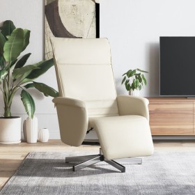 Sillón reclinable con reposapiés cuero sintético color crema en Sillones | Comprar online en Foru.es