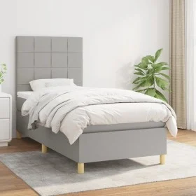 Cama box spring con colchón tela gris claro 90x190 cm de vidaXL, Camas y somieres - Ref: Foro24-3142297, Precio: 322,77 €, De...