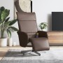 Sillón reclinable masaje con reposapiés cuero sintético marrón en Sillones | Comprar online en Foru.es