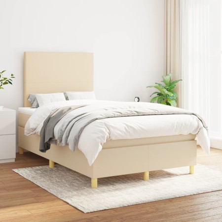 Cama box spring con colchón tela color crema 120x200 cm de vidaXL, Camas y somieres - Ref: Foro24-3142166, Precio: 432,48 €, ...
