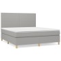 Cama box spring con colchón tela gris claro 160x200 cm de vidaXL, Camas y somieres - Ref: Foro24-3142185, Precio: 542,08 €, D...