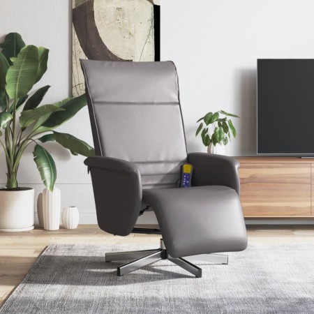 Sillón reclinable de masaje con reposapiés cuero sintético gris en Sillones | Comprar online en Foru.es