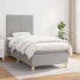 Box spring bed with light gray fabric mattress 90x200 cm by vidaXL, Beds and slatted bases - Ref: Foro24-3142465, Price: 317,...
