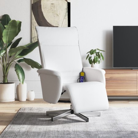 Sillón reclinable masaje con reposapiés cuero sintético blanco en Sillones | Comprar online en Foru.es