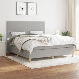 Cama box spring con colchón tela gris claro 180x200 cm de vidaXL, Camas y somieres - Ref: Foro24-3142193, Precio: 636,82 €, D...