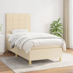 Cama box spring con colchón tela color crema 100x200 cm de vidaXL, Camas y somieres - Ref: Foro24-3142318, Precio: 329,80 €, ...