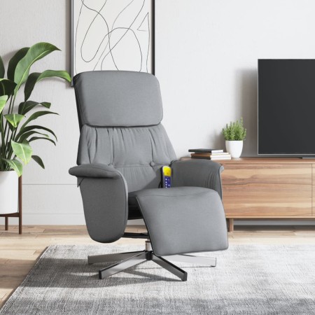 Sillón reclinable de masaje con reposapiés tela gris claro en Sillones | Comprar online en Foru.es