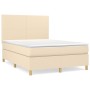 Cama box spring con colchón tela color crema 140x200 cm de vidaXL, Camas y somieres - Ref: Foro24-3142182, Precio: 516,22 €, ...