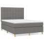 Cama box spring con colchón tela gris oscuro 140x200 cm de vidaXL, Camas y somieres - Ref: Foro24-3142338, Precio: 502,36 €, ...