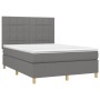 Cama box spring con colchón tela gris oscuro 140x200 cm de vidaXL, Camas y somieres - Ref: Foro24-3142338, Precio: 502,36 €, ...