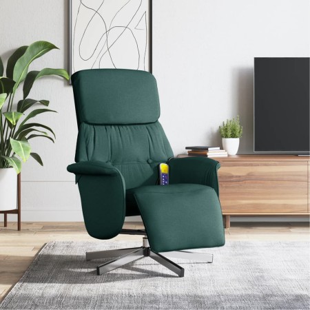 Sillón reclinable de masaje con reposapiés tela verde oscuro en Sillones | Comprar online en Foru.es