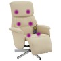 Sillón reclinable de masaje con reposapiés tela color crema en Sillones | Comprar online en Foru.es