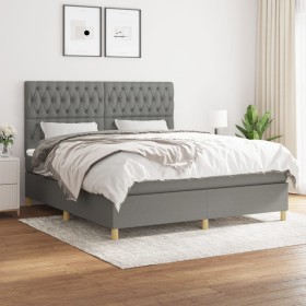 Cama box spring con colchón tela gris oscuro 180x200 cm de vidaXL, Camas y somieres - Ref: Foro24-3142594, Precio: 636,34 €, ...