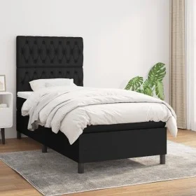 Box spring bed with black fabric mattress 90x190 cm by vidaXL, Beds and slatted bases - Ref: Foro24-3141979, Price: 308,55 €,...