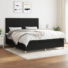 Cama box spring con colchón tela negro 160x200 cm de vidaXL, Camas y somieres - Ref: Foro24-3142347, Precio: 592,32 €, Descue...