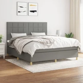 Cama box spring con colchón tela gris oscuro 180x200 cm de vidaXL, Camas y somieres - Ref: Foro24-3142354, Precio: 639,56 €, ...