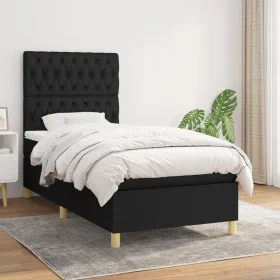 Box spring bed with black fabric mattress 90x190 cm by vidaXL, Beds and slatted bases - Ref: Foro24-3142539, Price: 293,22 €,...